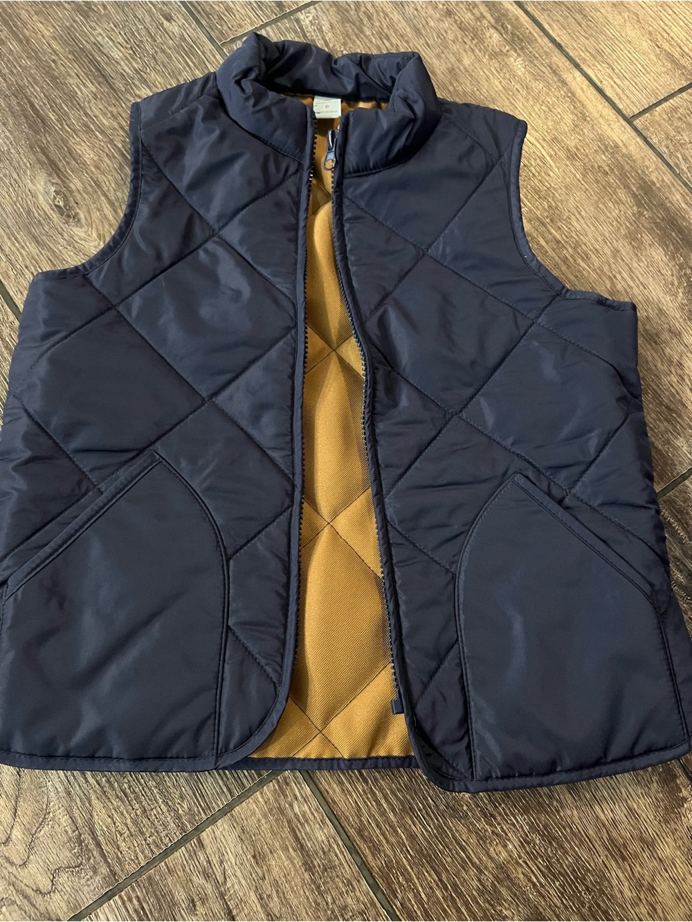 Class Club Navy Quilted Reversible Kids Vest with Mustard Interior